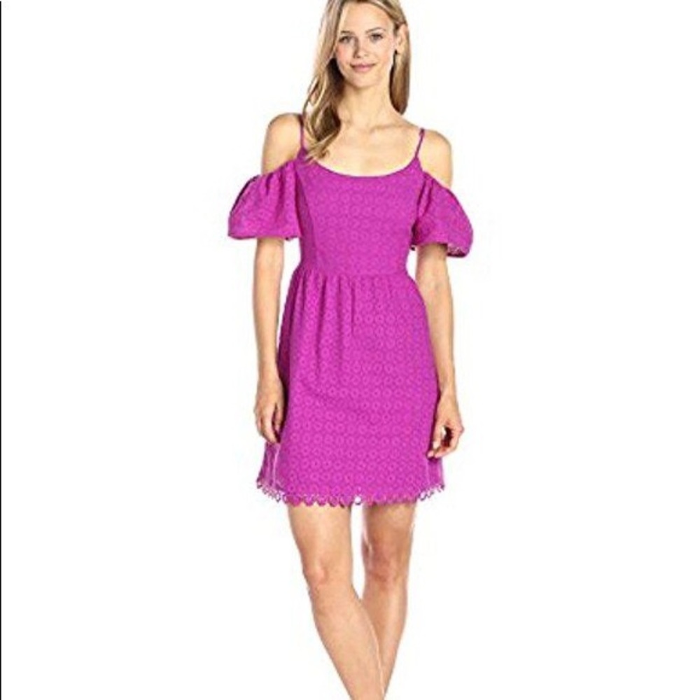 Kenzie Eyelet Dots Cold Shoulder Dress
